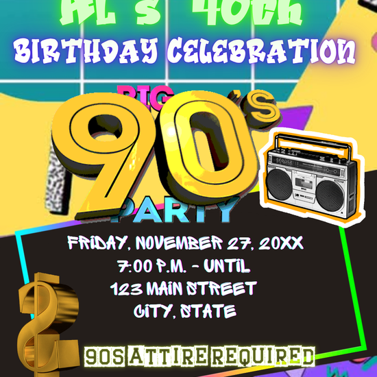 90s Throwback Birthday Party Video Invitation
