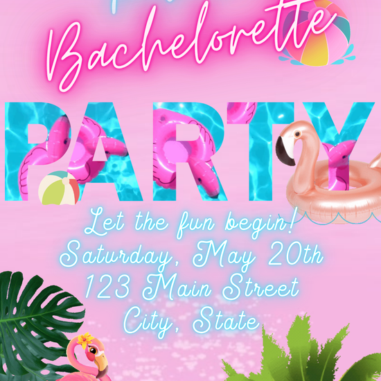 Pink Flamingo Pool Party Video Invitation