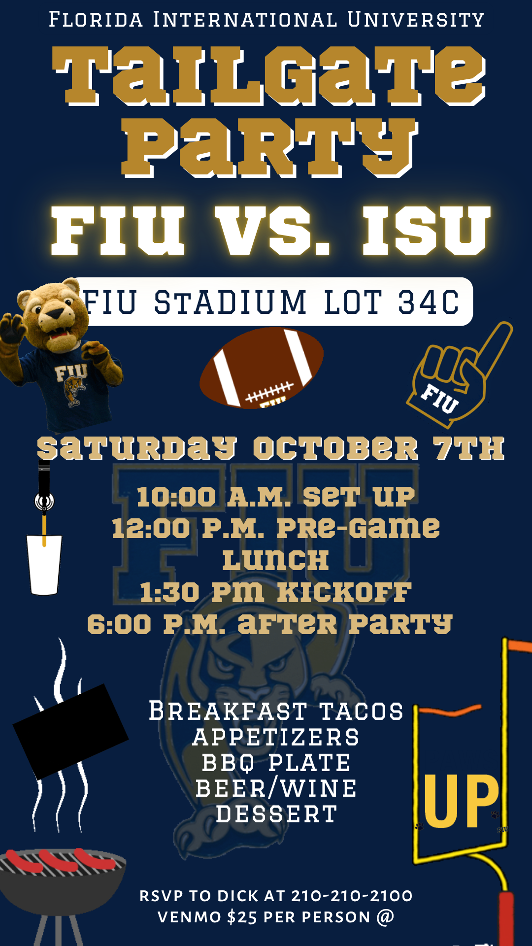 FIU Panthers Stadium Tailgate Video Invitation | Digital Florida Football Game Day Invite | Editable Online Template