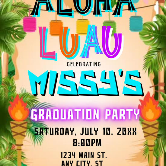Aloha Luau Graduation Party Video Invitation