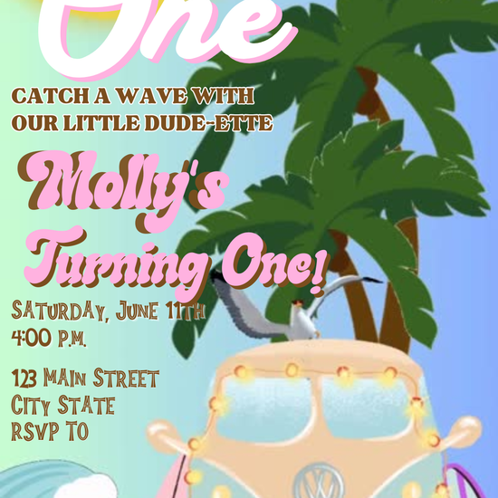 Retro Surf Van Beach Video Invitation