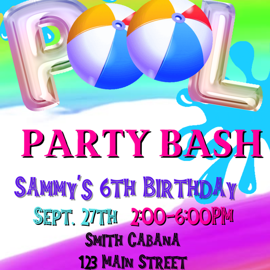 Summer Pool Party Bash Video Invitation