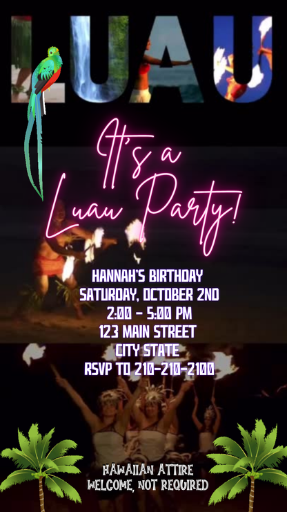 Fire Dance Luau Party Video Invitation