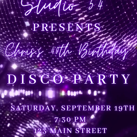 Purple Disco Glam Night Video Invitation
