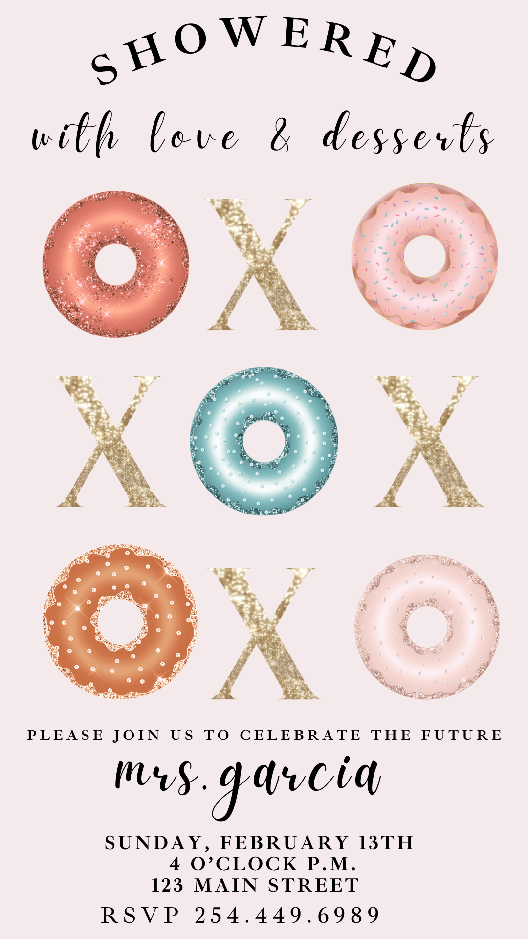 Donuts and Kisses Bridal Shower Video Invitation | Digital Sweet Dessert Invite | Editable Online Template