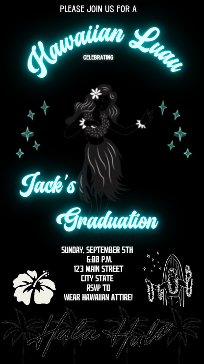 Glow in the Dark Hawaiian Luau Video Invitation