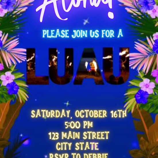 Aloha Hawaiian Luau Video Invitation