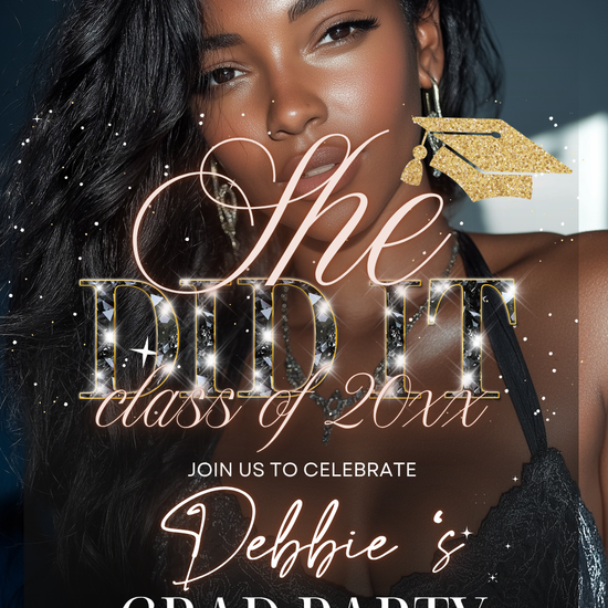 Black and Gold Graduation Video Invite