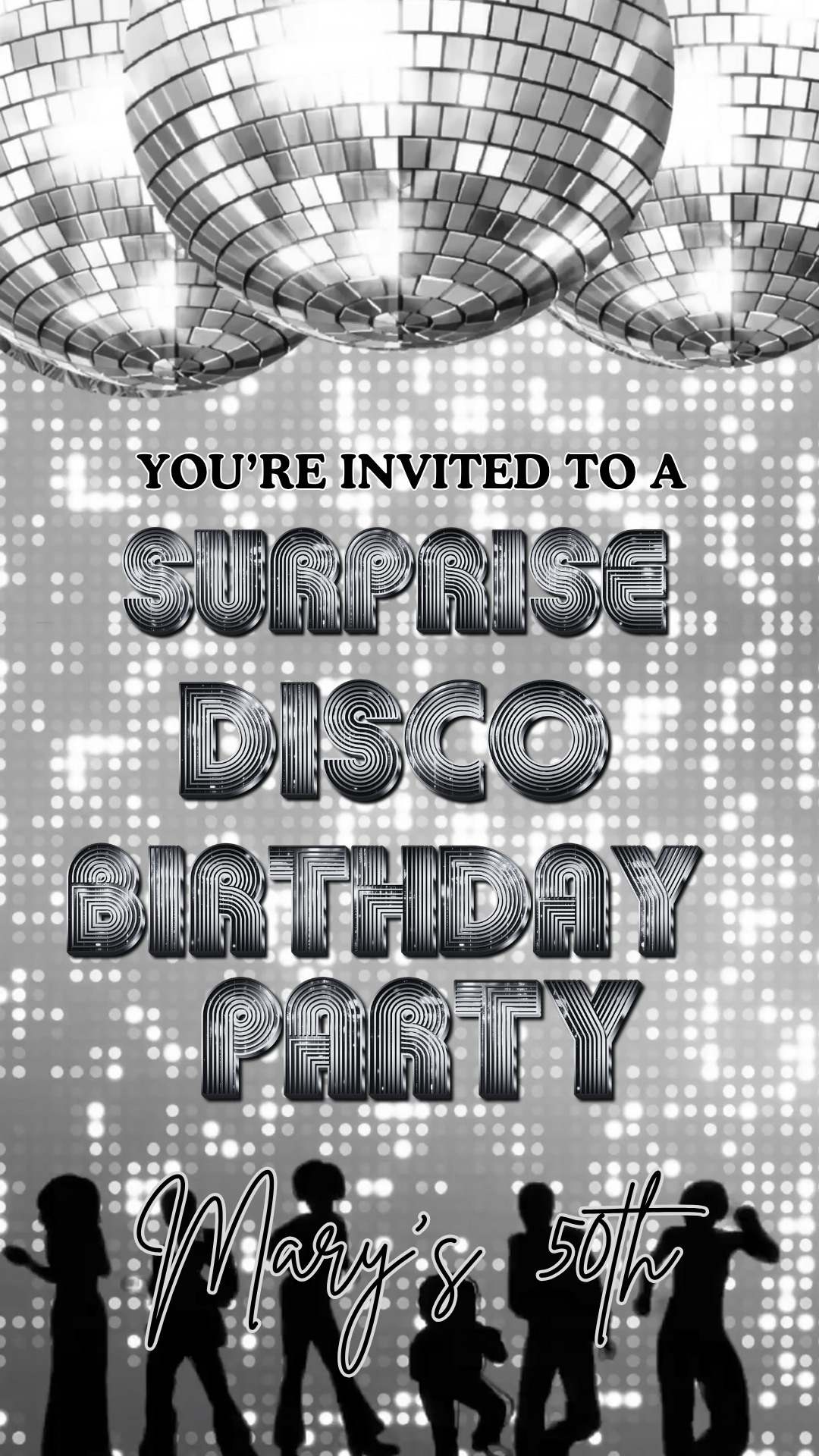 Silver Disco Birthday Party Video Invitation