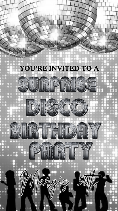 Silver Disco Birthday Party Video Invitation