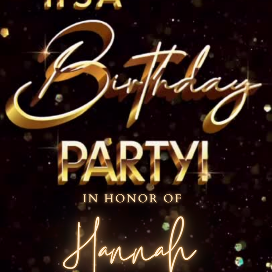 Golden Confetti Milestone Video Invitation | Digital Black & Gold Sparkle Invite | Editable Online Template