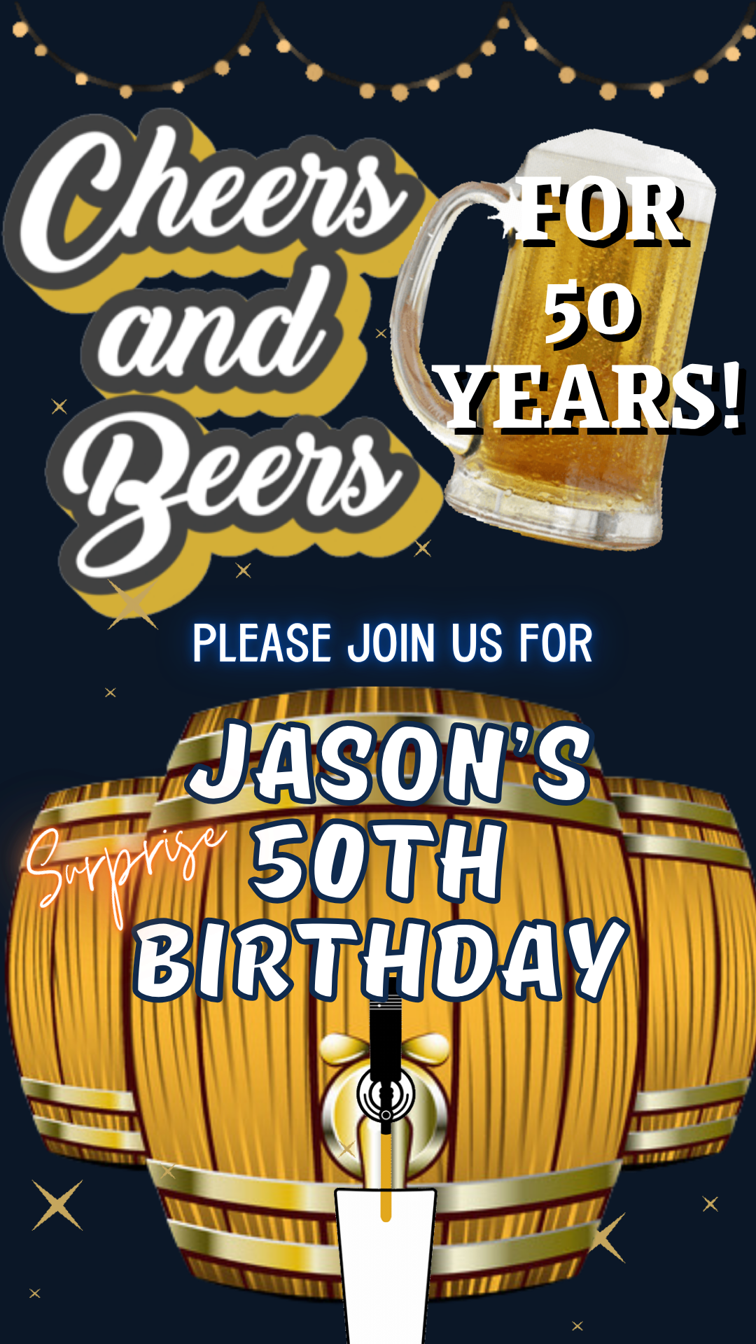 Cheers and Beers 50th Birthday Video Invitation – Beer Themed Surprise Party Evite