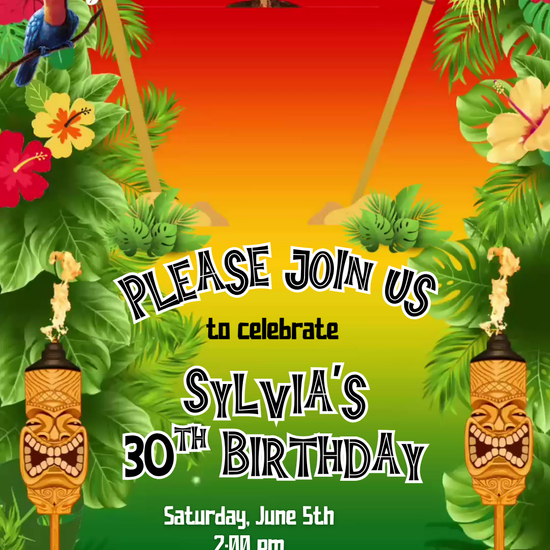Tropical Hawaiian Luau Video Invitation