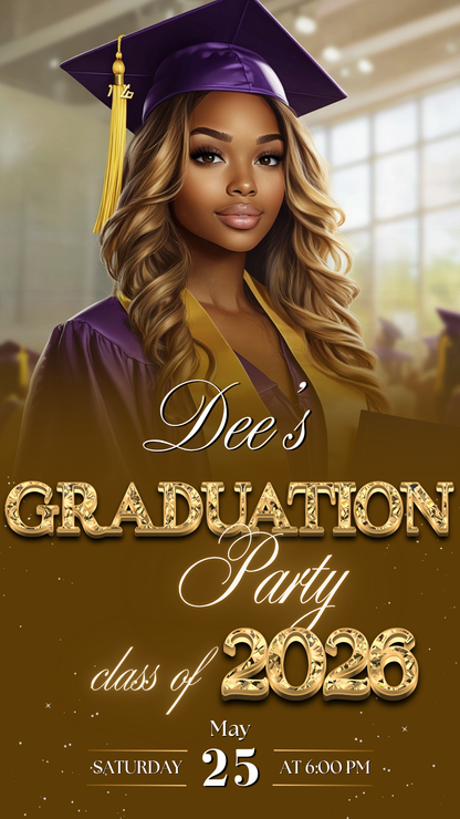 Gold Graduation Party Video Invitation – Class of 2026 Celebration