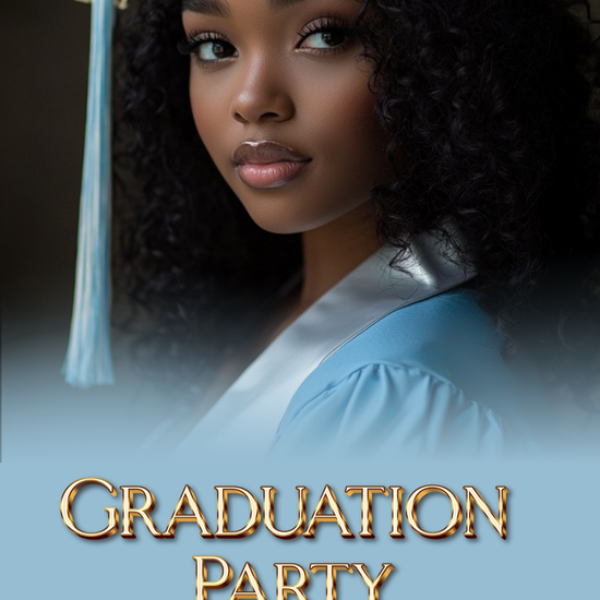 Modern Gold and Blue Graduation Party Video Invite – Senior Celebration