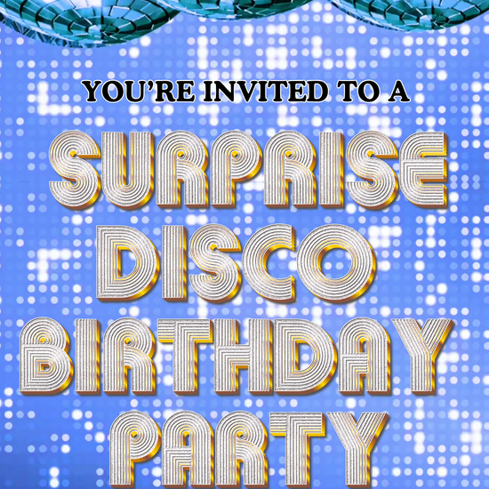 Blue Disco Ball Video Invitation | Digital Retro Dance Party Surprise Invite | Editable Online Template