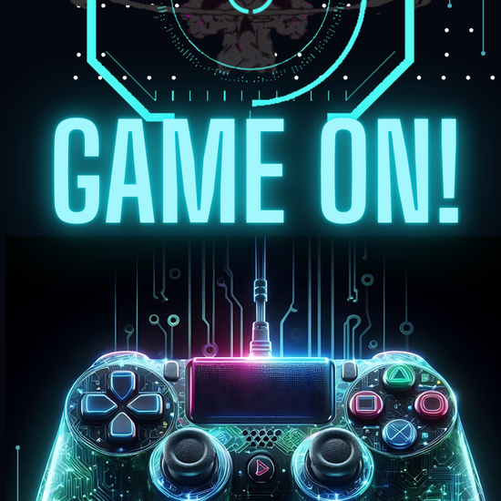 Game On Neon Controller Video Invitation | Digital Cyber Gaming Tech Invite | Editable Online Template
