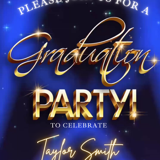 Starlit Graduation Video Invitation | Digital Blue Night Sky Achievement Invite | Editable Online Template