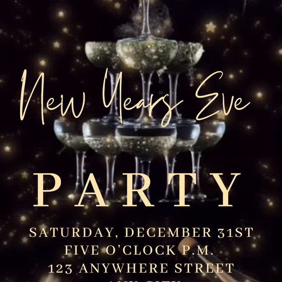 Champagne Tower Video Invitation | Digital New Year's Eve Invite | Editable Online Template