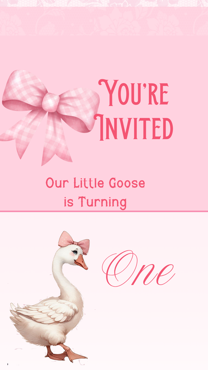 Stylish Baby First Year Video Invitation | Digital Pink Bow Sunglasses Invite | Editable Online Template