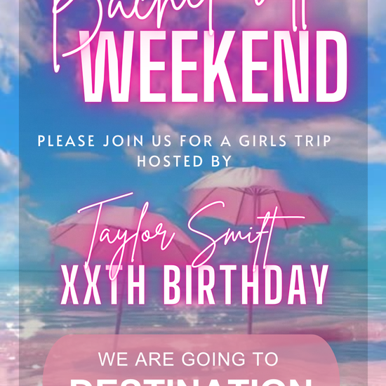 Bachelorette Weekend Getaway Video Invitation | Digital Girls Trip Beach Invite | Editable Online Template