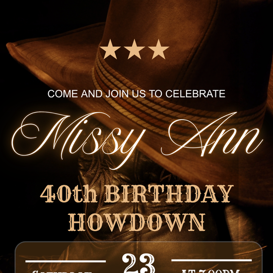 Saddle Up Western Cowboy Video Invitation | Digital Brown Hat Ranch Invite | Editable Online Template