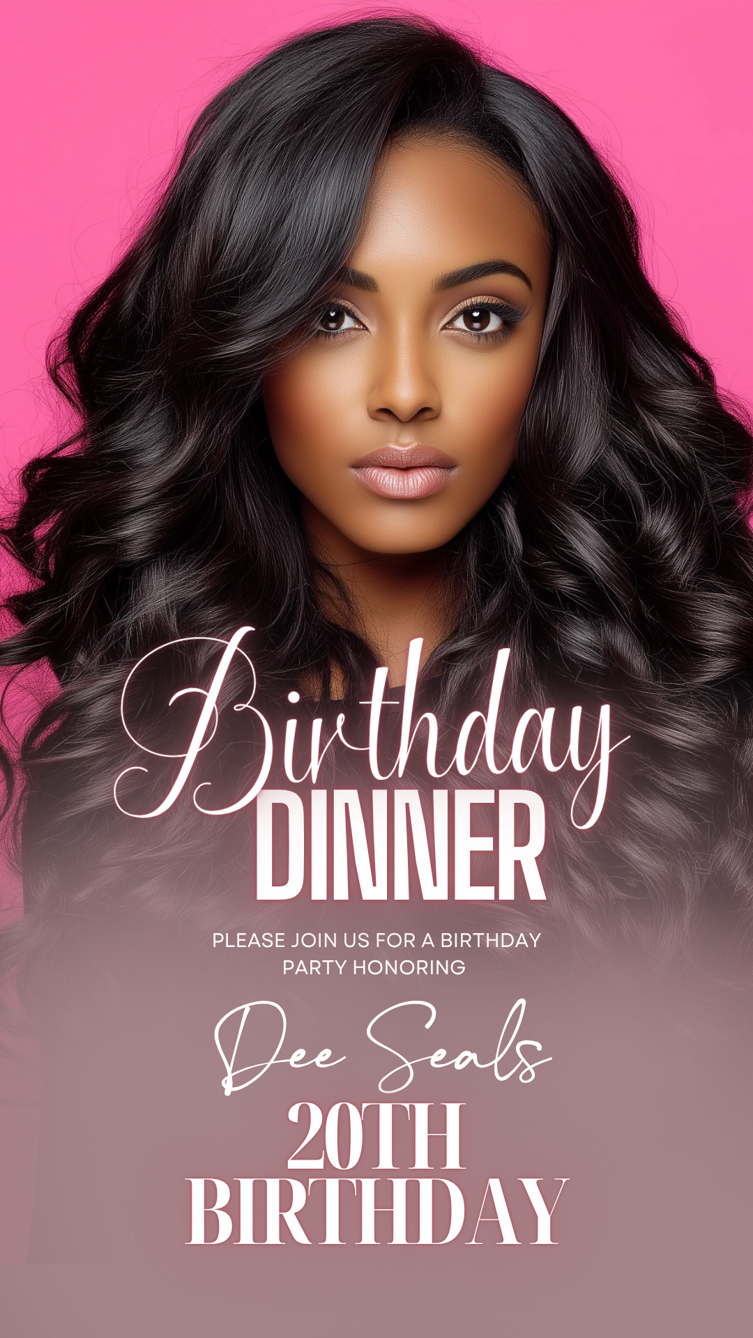 Elegant Pink Birthday Dinner Video Invitation