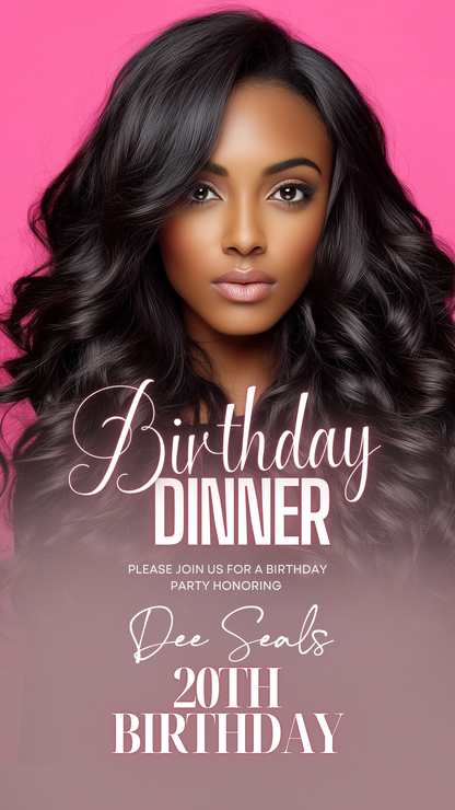 Elegant Pink Birthday Dinner Video Invitation