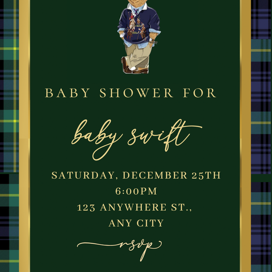 Classic Polo Bear Baby Shower Video Invitation