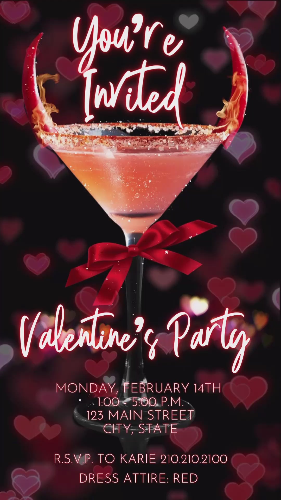 Valentine’s Day Invitation and Itinerary, V-Day Cocktail Party Invite