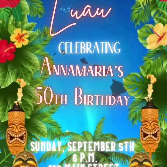 Tropical Garden Luau Video Invitation