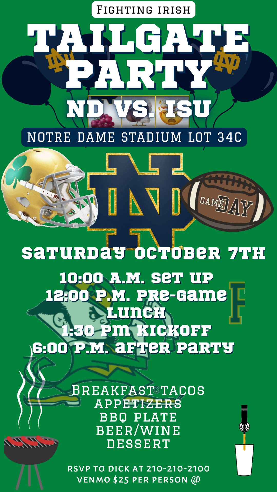 Notre Dame Fighting Irish Stadium Tailgate Video Invitation | Digital ND Football Game Day Invite | Editable Online Template