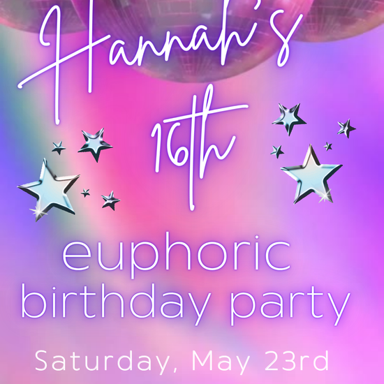 Pink Purple Euphoric 16th Milestone Video Invitation | Digital Disco Dance Invite | Editable Online Template