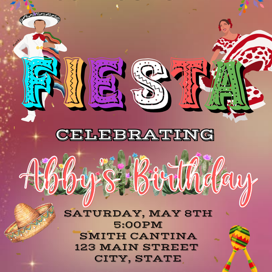Colorful Mexican Fiesta Video Invitation | Digital Papel Picado Floral Invite | Editable Online Template