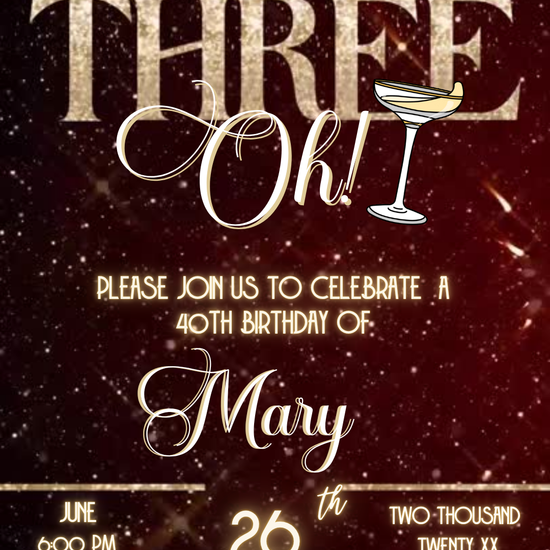 Gold Glam Milestone Video Invitation