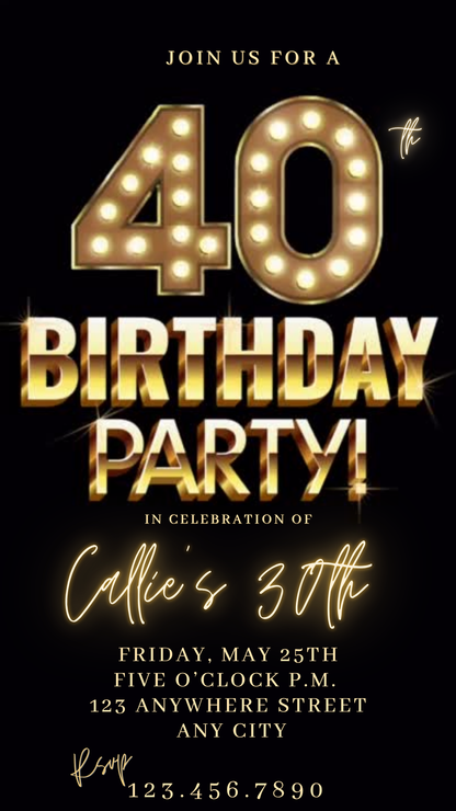 Golden Lights Party Video Invitation
