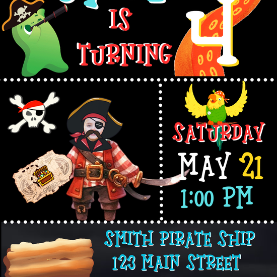 Pirate Adventure Digital Video Invitation