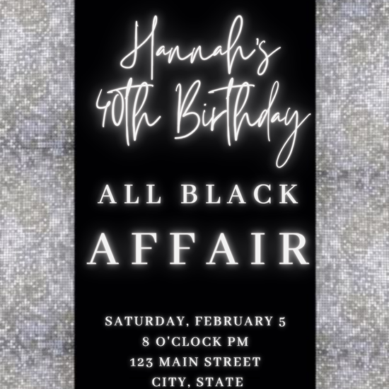 Glam Luxe Black Video Invitation