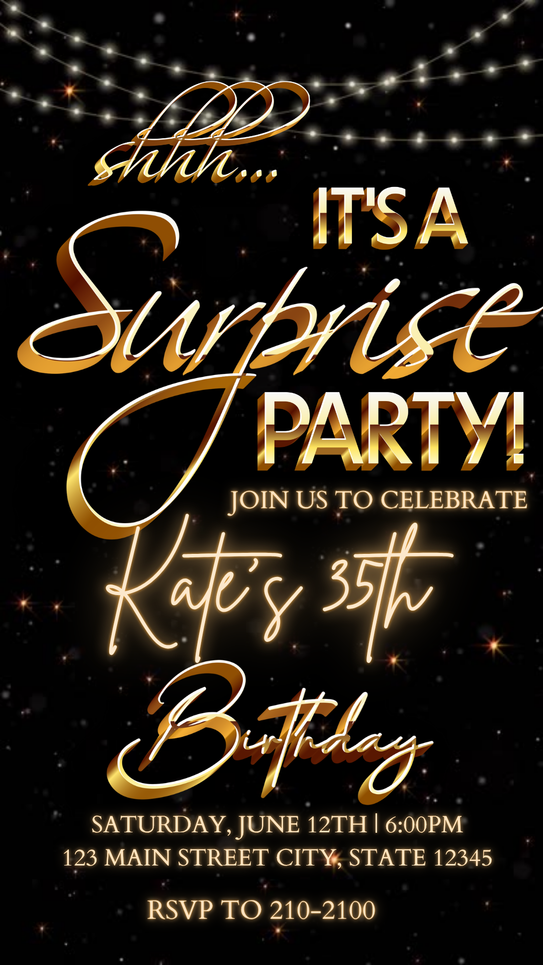 Glam Night Surprise Digital Video Invitation