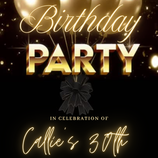 Gold Balloons Elegant 30th Milestone Video Invitation | Digital Sparkle Glamour Invite | Editable Online Template