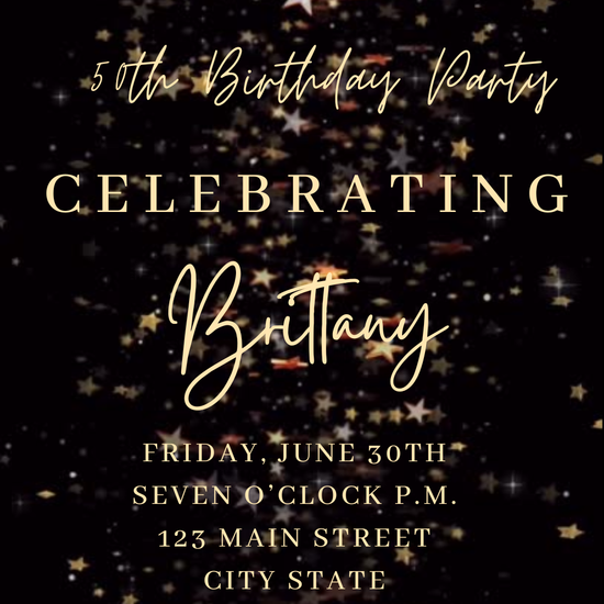 Black Gold Starry Glam Video Invitation