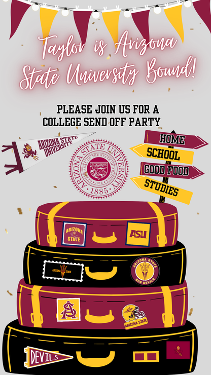 University of Arizona College Sendoff Video Invitation | Trunk Party Invite | Editable Canva Template