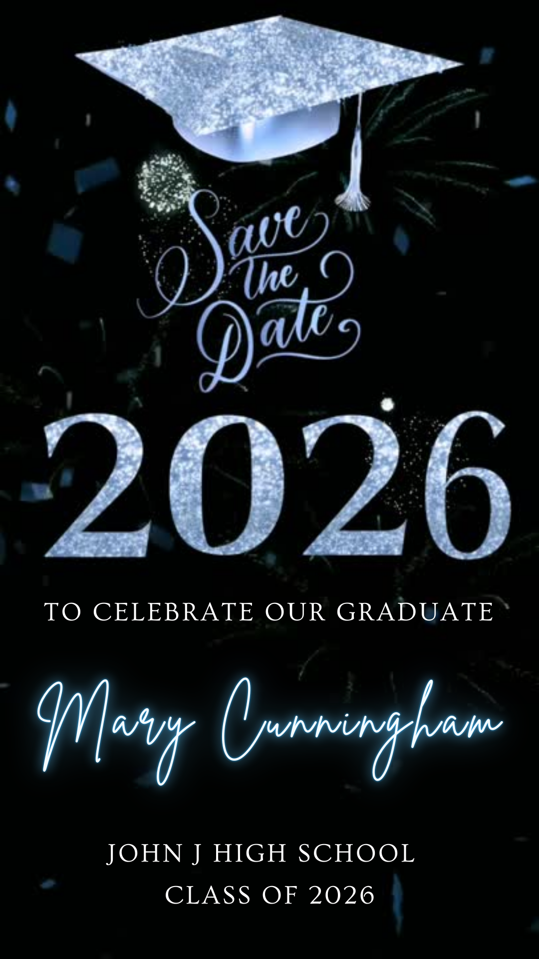 2026 Graduation Party Video Invitation | Digital Blue Graduation RSVP Invite | Editable Online RSVP Evite Canva Template (Copy)