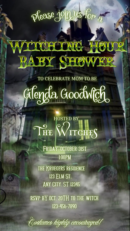 Halloween Video Invitation, Baby Shower Animated Invite, Editable Halloween Party Mobile Evite