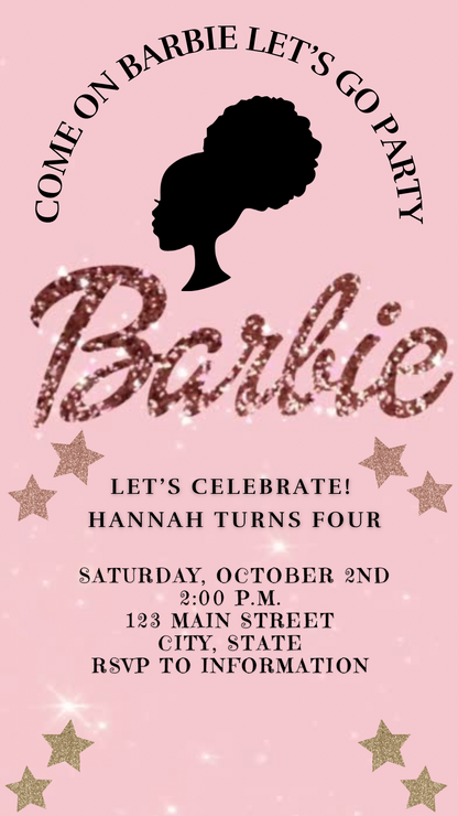 Barbie Video Invitation | Pink Barbie Birthday party Invite