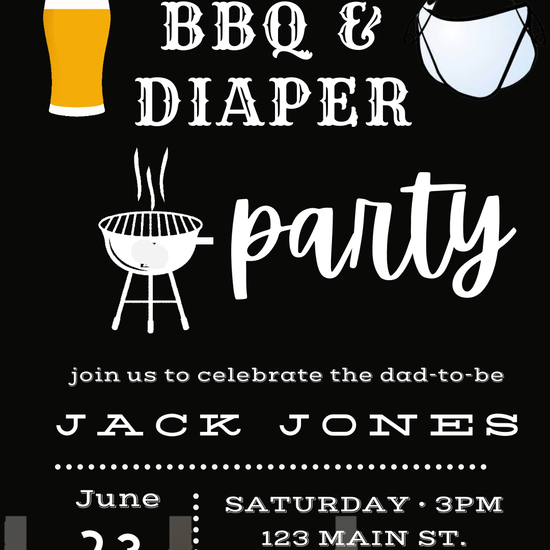 Beer and Diaper couples baby shower party video invitation with beer mug design