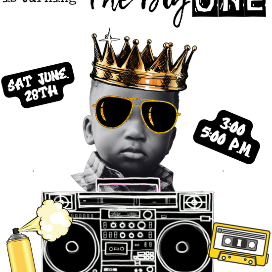 Biggie Smalls party video invitation with hip-hop graffiti style