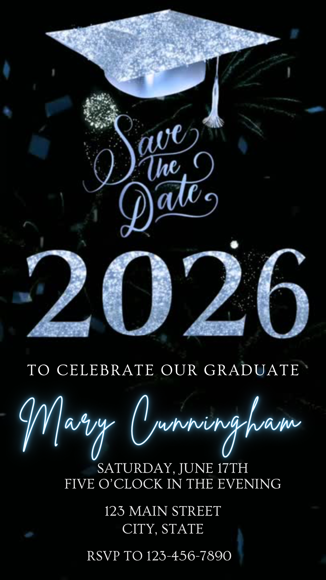Invite in style with our&nbsp;Light Blue Graduation Party Video Invitation — a premium digital video invite crafted to excite guests and match your event theme. This animated MP4 is easy to personalize and effortless to share.