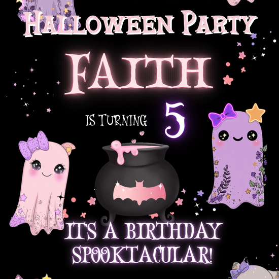 Cute ghost Halloween evite