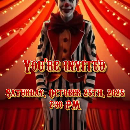 Scary circus video invite 